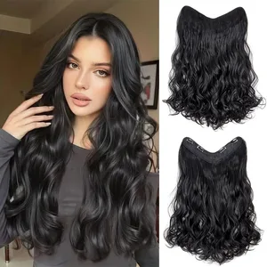 20Inch Synthetic Long Curly Clip In Hair Extensions High Temperature Heat Resistant Fiber Hairpieces for Women Daily Party