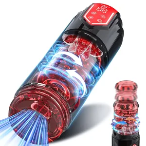 Ny LCD automatisk sugende slikke masturbator kop 9 stødende roterende lomme Pussy Pumps & Enlargers Stroker Blowjob Penis Pump