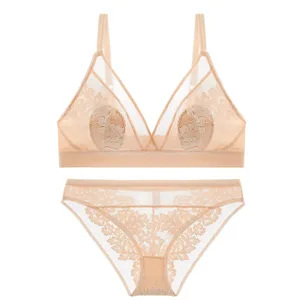 Set reggiseno da donna Set intimo push up sexy con pizzo traspirante sottile raccolto Set di lingerie morbido e confortevole di grandi dimensioni