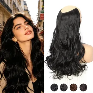 24 Polegada clipe longo encaracolado sintético na extensão do cabelo fibras resistentes ao calor volume natural invisível peruca para uso diário feminino