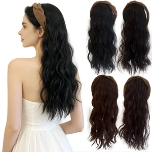 Topper faixa de cabelo sintético encaracolado cabeça substituição bloco peruca feminina resistente ao calor faixa de cabelo peruca de extensão de cabelo