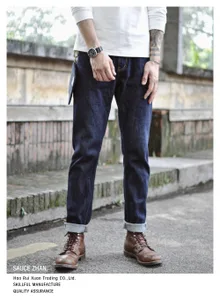Saucezhan 314XX Mens Jeans Sanforized Selvedge Denim Jeans untuk lelaki Indigo dan Black Jeans Zip Fly Slim Fit