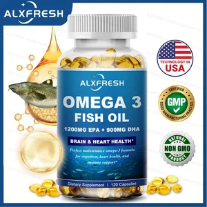 Originale Omega 3 fiskeoljekapsler - høy EPA og DHA ikke-GMO - for antioksidantøyne Hjerne kardiovaskulær helse