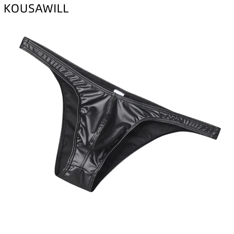 Herren Bikinihöschen aus Lederimitat Unterhose U-Tasche Sexy Slips für Herren Hochwertige Dessous Cuecas Calzoncillos Herrenhöschen