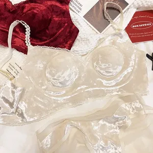 Set reggiseno senza tracce in velluto caldo autunno inverno, confortevole biancheria intima leggera e confortevole per le donne, set di biancheria intima sexy