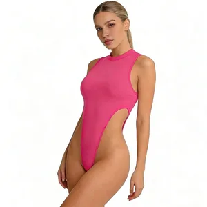 Mulheres sem mangas bodysuit expor cintu