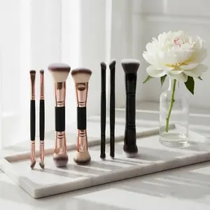 4 ks štětce na make-up s dvojitým zakončením šetrné k pokožce Nedráždivé kosmetické štětce s korektorem na tvářenku s pudrovým pudrem