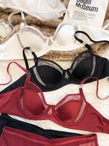 1 Bộ/Bộ Đồ Lót Nữ Ren Push Up Bra Pháp Mỏng Cúp Thoải Mái Áo Lưới Mùa Hè Áo Bralette Bộ Đồ Lót Ren