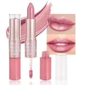DNM Double Headed Mate ลิปสติกและลิปกลอสแต่งหน้ายาวนาน 2 In 1 Stick Moisturizing Lipgloss Tint เครื่องสำอางค์ Lip Stain
