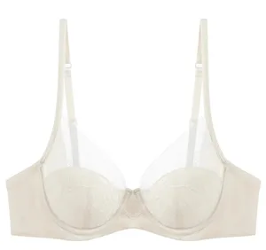 Conjunto de lencería con encaje para mujer, conjunto de bragas y sujetador reductor de copa fina, ropa interior transpirable para busto grande, ropa interior diaria a la moda