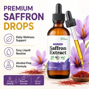 Suplimente cu șofran 88,5 mg - Focalizare pentru starea de spirit și susținere pentru ochi Extract de șofran Picături lichide amestec cu ceai vegan fără alcool 2 oz