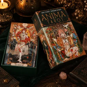 Dupla dombornyomású, gyönyörű anime-stílusú illusztrációkkal 78 db szecessziós tarotkártya 12*7 cm-es Anima Tarot pakli merev dobozban