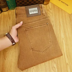 Pantalons texans d'home de luxe lleugers de tardor, peus petits, elàstics, pantalons casuals de cafè