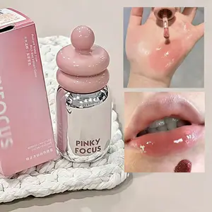 Pinkyfocus Şeffaf Parlak Dudak Yağı Nemlendirici Cam Kaplama Yapışkan Olmayan Çıplak Ton Dudakları Aydınlatmak için Katmanlama için İdeal