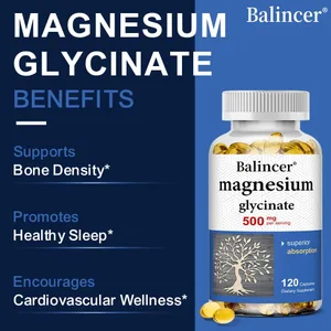 Magnesium Glycinate Kapslar 500mg - Stödjer muskelleder och hjärthälsa Främjar djup sömn