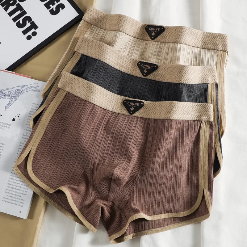 3 unids/pack 100% bragas de algodón de rayas sólidas para hombres para 40-100kg calzoncillos de entrepierna de malla transpirable Boxers con cintura alta elástica