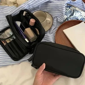 Velkokapacitní štětce na make-up Úložný sáček s dvojitým zipem Organizér na kosmetické pomůcky Široko otevřený vertikální stojan na štětce