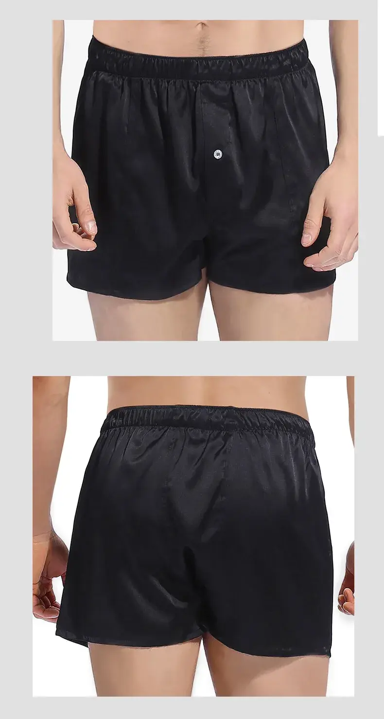 1PC Men Boxer กางเกงขาสั้นกางเกงชุดชั้นในกลางเอว 19 มม.ผ้าไหมหม่อนแท้ 100% สีทึบ S-520