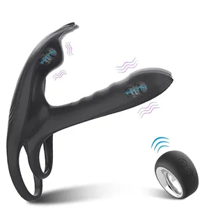 사정 커플 지연 페니스 진동기 더블 수탉 반지 젖꼭지 마사지 성인 섹스 토이 for 남성 Clitoris Stimulator