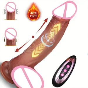 דילדו - צעצוע מין טלסקופי ויברטור דילדו 9.0 אינץ' - עם 10 הכנסה ו-10 מצבי רטט וחימום דילדו ריאליסטי לגירוי אנאלי סיליקון דילדו שלט רחוק לזוג נקבה צעצוע מין למבוגרים