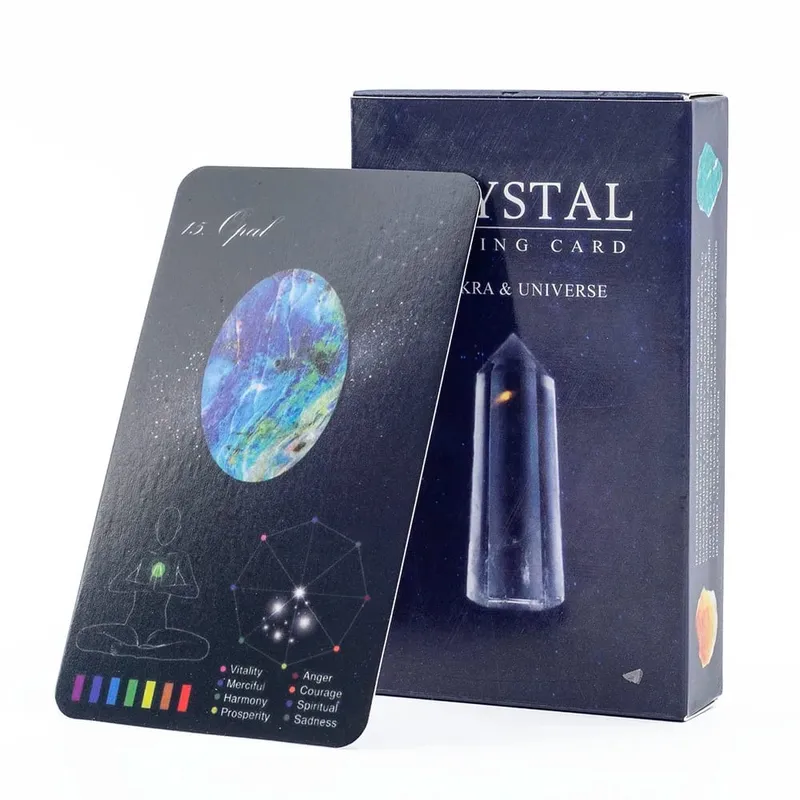 Crystals Healing Cards 60-Card Deck with Crystal Zodiac and Oracle Cards for Fate Divination Prophecy Family Party Board Games