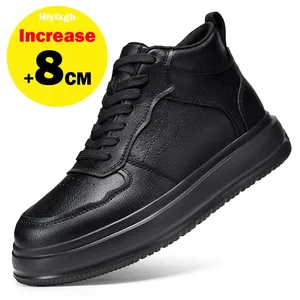 Kasut Lif Kulit Tulen Kasut Lif Lelaki Insole Mentinggikan 8cm Kasut Tinggi Hitam Fesyen Lelaki Sukan Plus Saiz 36-46