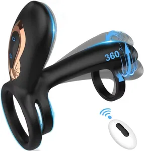 원격 제어 페니스 링 바이브레이터 남성용 섹스 토이 지연 시간 전립선 마사지 360° 회전 트위스트 진동 수탉 반지 18+