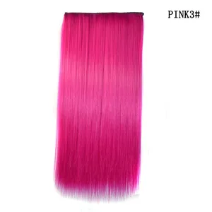 24 Inch Synthetic One Piece 5 Clips In Hair Extensions Long Straight High Temperature Fiber Colorful Hairpiece for Women