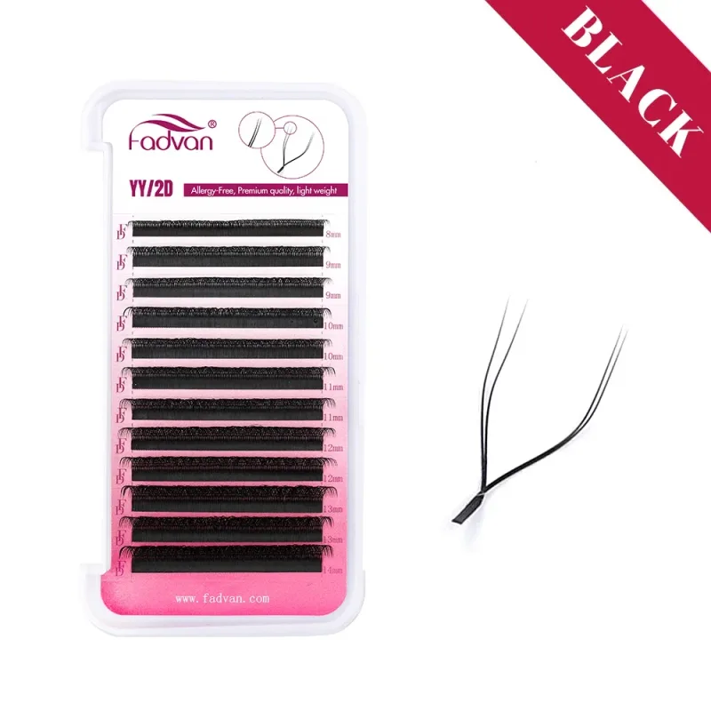 Extensions de faux cils en forme de Y Fadvan YY marron/noir C/D/L/LU/L + Curl Fox Eye