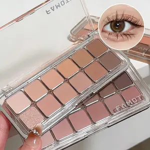 12-Color Low Saturation Matte Eyeshadow Palette Tea Apricot Earth Tones Long Lasting Pearlescent Matte Eye Makeup para sa Pang-araw-araw na Paggamit