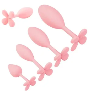 Silicone Anal Beads Butt Plug Set Mini Small Medium Malaking Anal Plug Four Leaf Clover Anal Trainer Sex Toy Lalaki Babae Gay