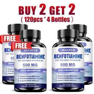 Les capsules de benfotiamine avec de la vitamine B1 liposoluble soutiennent la santé nerveuse, le métabolisme énergétique et le bien-être cellulaire pour hommes et femmes