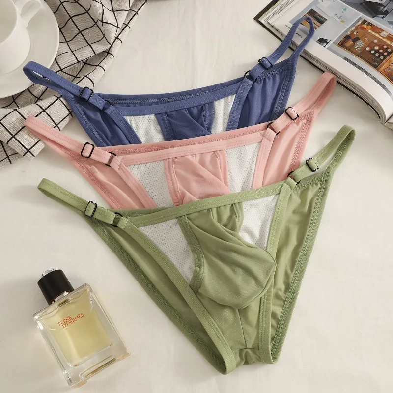 Seluar Sutera Ais Lelaki dengan Bahagian Hadapan Terbuka Dan Pinggang Boleh Laras - Seluar Dalam Musim Panas Seksi Bernafas untuk Kesesuaian yang Selesa