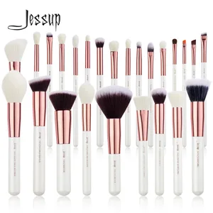 Set di pennelli per trucco professionale Jessup 6-25 pezzi Pennello per trucco Fondotinta sintetico naturale Evidenziatore in polvere Bianco perla T215