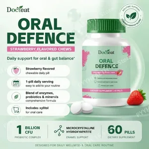 Comprimits masticables de probiòtics orals Sabor de maduixa amb complex probiòtic de xilitol i hidroxiapatita Suport per a la salut bucal 60 píndoles
