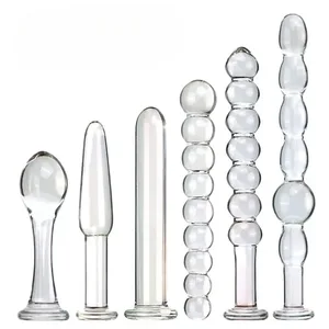 Salamin Anal Plug Anim na estilo Paghila ng Beads Dalawahang Paggamit Maliit na Dildo Butt Plugs Masturbesyon Posterior Dilation Mga Pang-adultong Sex Toys