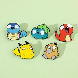 Anime Pokemon emalia Pin Pikachu Bulbasaur Psyduck Squirtle odznaka broszka Denim torba na ubrania śliczne zwierzę dziecko biżuteria prezent zabawka