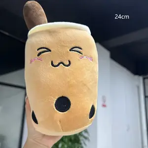Leuke Gevulde Boba Pluche Bubble Tea Real-life Bubo Voedsel Melk Cup Plushie Kussen Zacht Kawaii Knuffels Cadeaus voor Kinderen Volwassen 24CM~