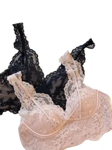 Blonde Bralette Sæt - Trådløs Anti Sagging BH Justerbar Åndbar Lingeri Ingen bøjle Komfort Tynd Sexet hverdagstøj