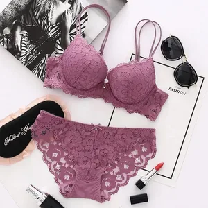 Lingerie Sexy ensemble de soutien-gorge femmes Push Up Lenceria Mujer Femme à armatures Langerie fille Bralette soutiens-gorge et culotte Feminina dentelle Underwe