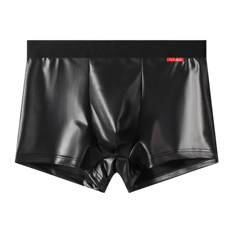 Pantaloncini boxer da uomo in ecopelle intimo per slip da uomo U sacchetto convesso Lingerie mutandine unisex tronchi Clubwear mutande da uomo