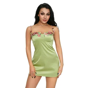 Sem mangas sem costas 3D flor espaguete cinta vestido curto feminino verão casual festa clube vestido estilingue