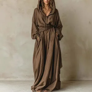 Vestido de noite feminino algodão poliéster impresso com decote em v vestidos soltos com cinto maxi vestido envoltório cintura estilo boho vestido longo