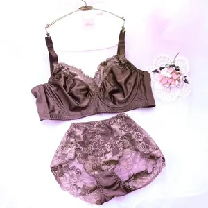 B C D E F G Mga Set ng Bra at Panty na Panloob na Lace Lingerie Set Manipis Plus Size na Damit 2 Dalawang Pirasong Adjustable Bra Para sa Panty na Babae