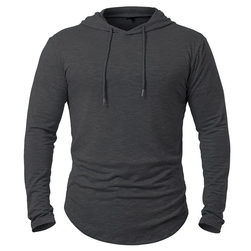 Sudaderas con capucha deportivas ligeras para hombre, camisa deportiva de manga larga con capucha, informal, para gimnasio, correr, basculador, sudadera
