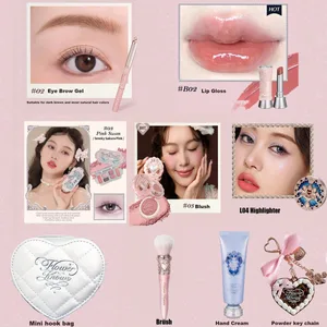 Ensemble de maquillage fleur sait coquille perle lapin réglage de jardin poudre brillant à lèvres Blush tout en un poudre à pâte paillettes surligneur Kit
