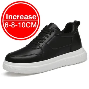 Plus Size37-46 Lif Sneakers Kasut Lif Lelaki Ketinggian Meningkatkan Insole 8cm Putih Hitam Kasut Tinggi Lelaki Leisure Fesyen Sneakers