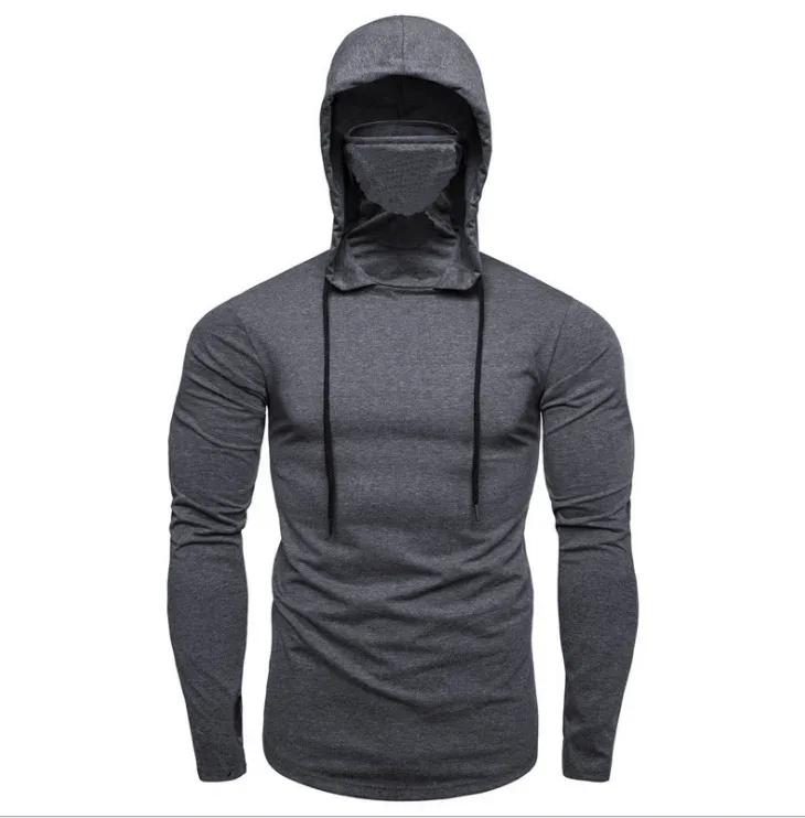 2026 Sweat à capuche fin pour hommes, printemps-automne, avec masque, épissure décontractée, grand masque, sweat-shirt à capuche pour cyclisme, moto et fitness