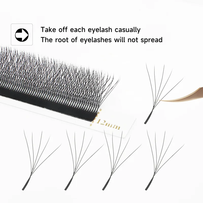 Extensions de cils en forme de W Bloom 2D 3D 4D 5D 6D 7D 8D à floraison automatique, éventails préfabriqués, cils individuels naturels yy