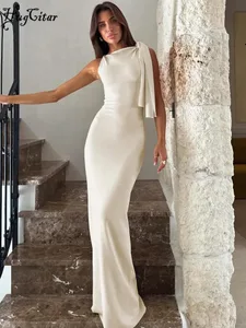 Hugcitar Mode Solid O-hals Ærmeløst Patchwork Sexet Bodycon Maxi Gallakjole Sommer Kvinder Tøj Fest Festival Club Y2K